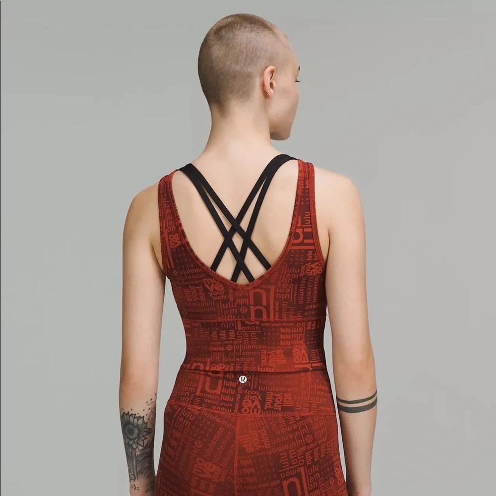 Lululemon Power Pivot Everlux Tank Top Motif Ombre Red Multi Size 4